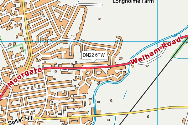 DN22 6TW map - OS VectorMap District (Ordnance Survey)