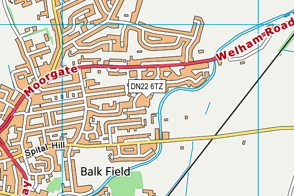 DN22 6TZ map - OS VectorMap District (Ordnance Survey)