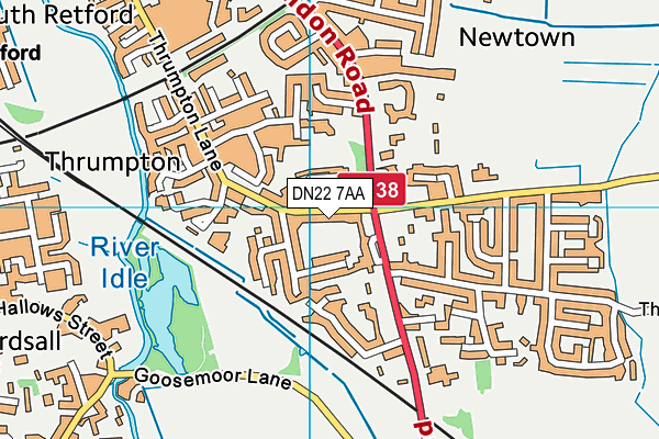 DN22 7AA map - OS VectorMap District (Ordnance Survey)