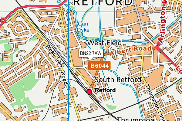 Retford Squash Club (Closed) map (DN22 7AW) - OS VectorMap District (Ordnance Survey)