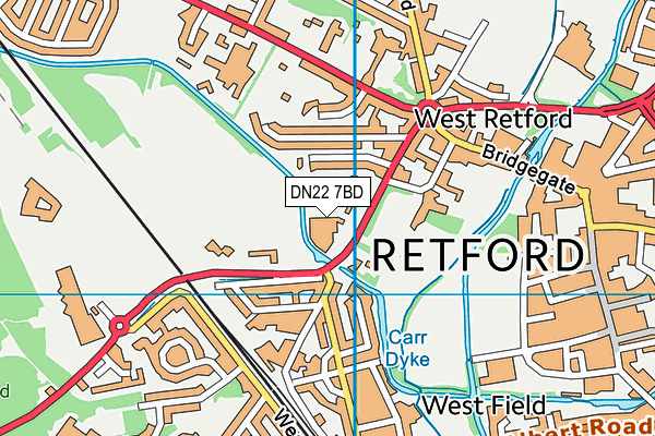 Retford Lawn Tennis Club map (DN22 7BD) - OS VectorMap District (Ordnance Survey)