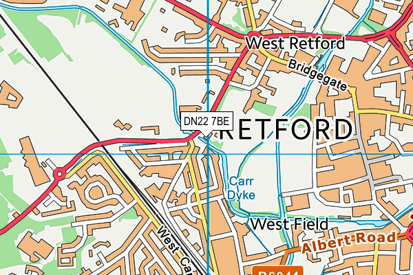 DN22 7BE map - OS VectorMap District (Ordnance Survey)