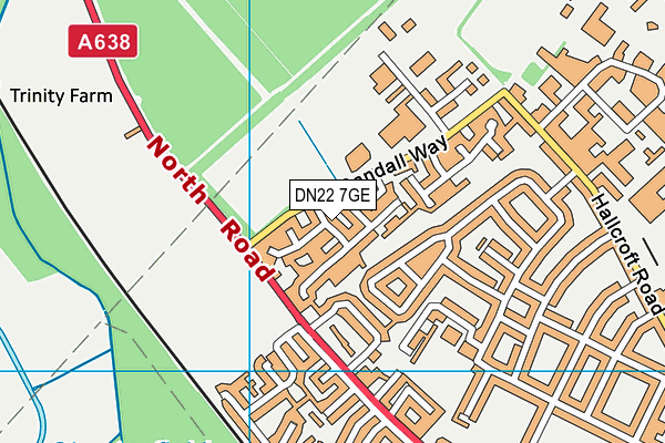 DN22 7GE map - OS VectorMap District (Ordnance Survey)