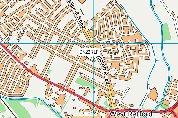 DN22 7LF map - OS VectorMap District (Ordnance Survey)