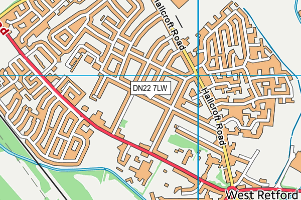 DN22 7LW map - OS VectorMap District (Ordnance Survey)