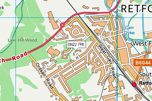 DN22 7PE map - OS VectorMap District (Ordnance Survey)