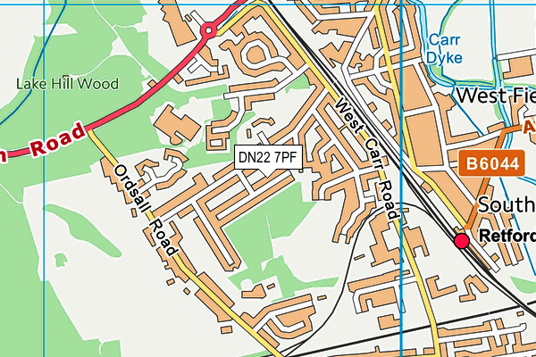 DN22 7PF map - OS VectorMap District (Ordnance Survey)