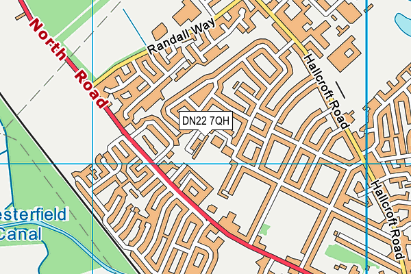 Hallcroft Infant and Nursery School map (DN22 7QH) - OS VectorMap District (Ordnance Survey)