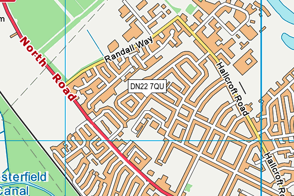 DN22 7QU map - OS VectorMap District (Ordnance Survey)