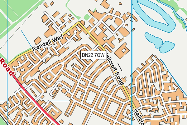 DN22 7QW map - OS VectorMap District (Ordnance Survey)