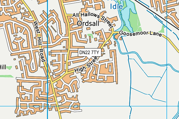 DN22 7TY map - OS VectorMap District (Ordnance Survey)
