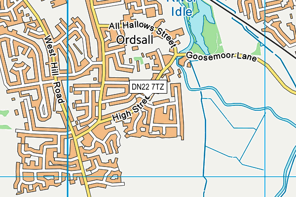 DN22 7TZ map - OS VectorMap District (Ordnance Survey)