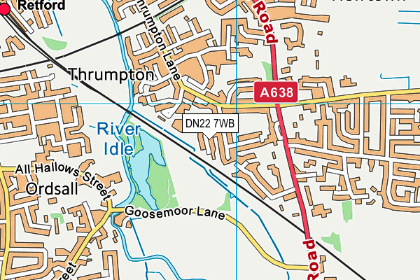Goosemoor Recreation Ground map (DN22 7WB) - OS VectorMap District (Ordnance Survey)