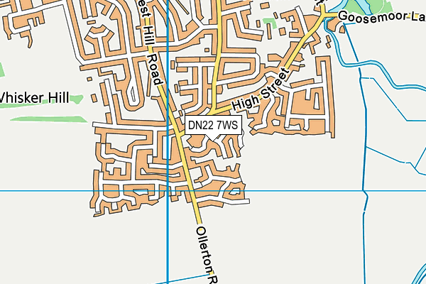 DN22 7WS map - OS VectorMap District (Ordnance Survey)