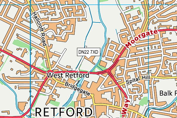 DN22 7XD map - OS VectorMap District (Ordnance Survey)