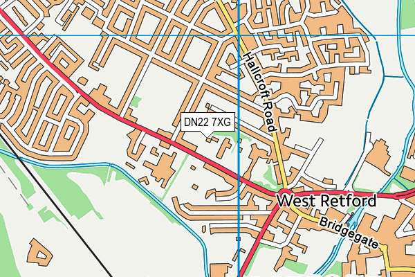 DN22 7XG map - OS VectorMap District (Ordnance Survey)