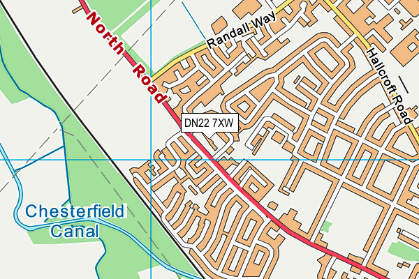 DN22 7XW map - OS VectorMap District (Ordnance Survey)