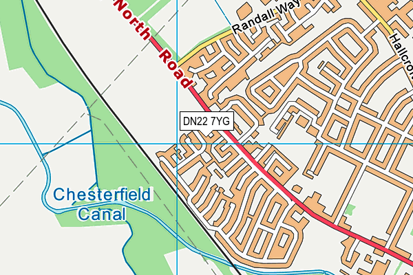 DN22 7YG map - OS VectorMap District (Ordnance Survey)