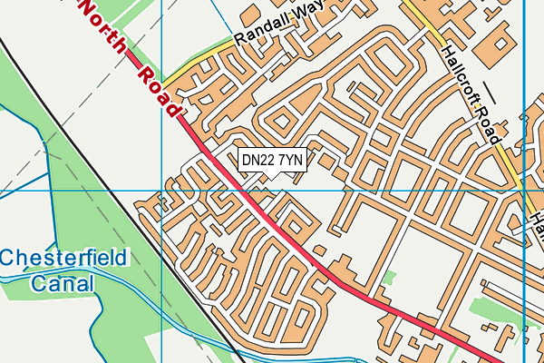 DN22 7YN map - OS VectorMap District (Ordnance Survey)