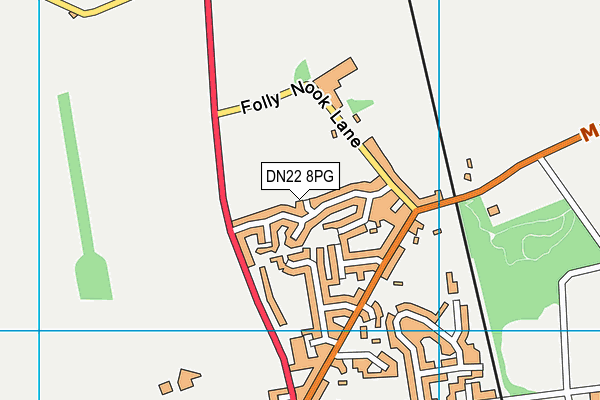 DN22 8PG map - OS VectorMap District (Ordnance Survey)