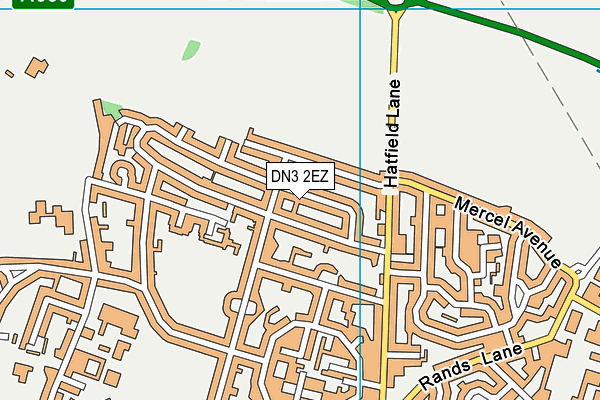 DN3 2EZ map - OS VectorMap District (Ordnance Survey)