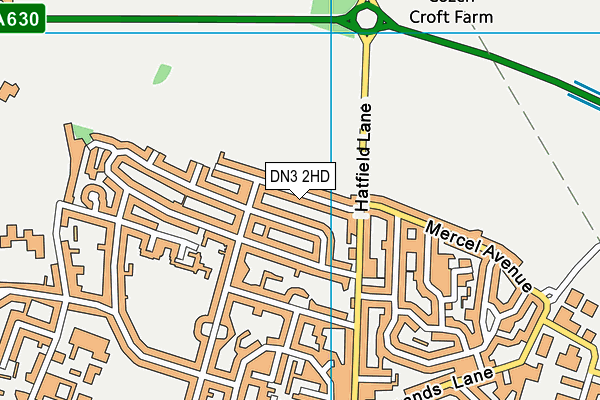 DN3 2HD map - OS VectorMap District (Ordnance Survey)