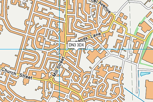 DN3 3DX map - OS VectorMap District (Ordnance Survey)