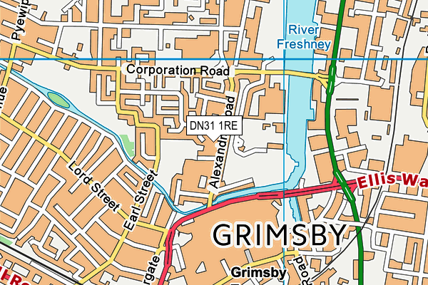 DN31 1RE map - OS VectorMap District (Ordnance Survey)