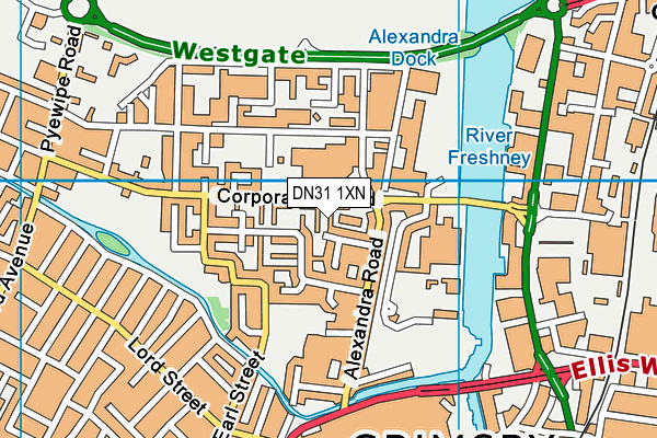 DN31 1XN map - OS VectorMap District (Ordnance Survey)