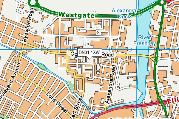 DN31 1XW map - OS VectorMap District (Ordnance Survey)