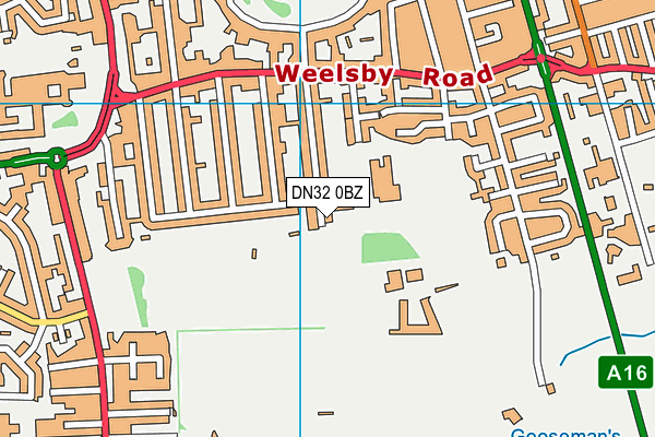 DN32 0BZ map - OS VectorMap District (Ordnance Survey)
