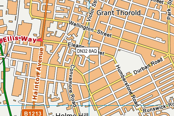 DN32 8AQ map - OS VectorMap District (Ordnance Survey)