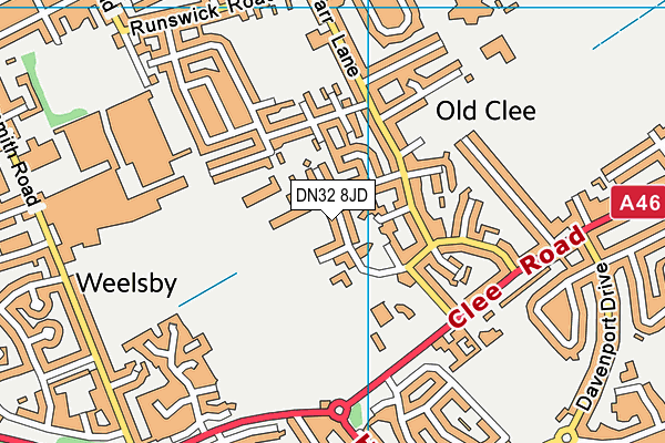 DN32 8JD map - OS VectorMap District (Ordnance Survey)