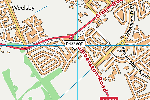 DN32 8QD map - OS VectorMap District (Ordnance Survey)