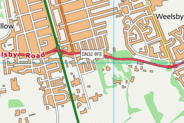 DN32 9FE map - OS VectorMap District (Ordnance Survey)