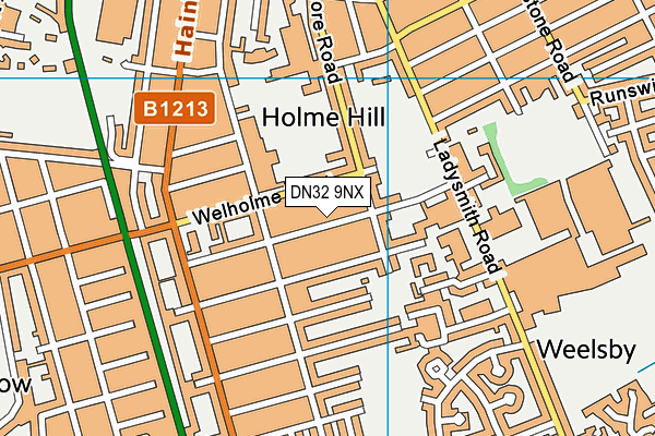 DN32 9NX map - OS VectorMap District (Ordnance Survey)