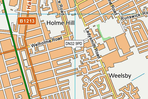 DN32 9PD map - OS VectorMap District (Ordnance Survey)