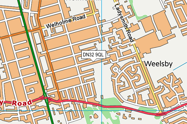 DN32 9QL map - OS VectorMap District (Ordnance Survey)