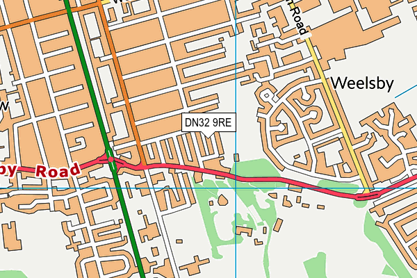 DN32 9RE map - OS VectorMap District (Ordnance Survey)
