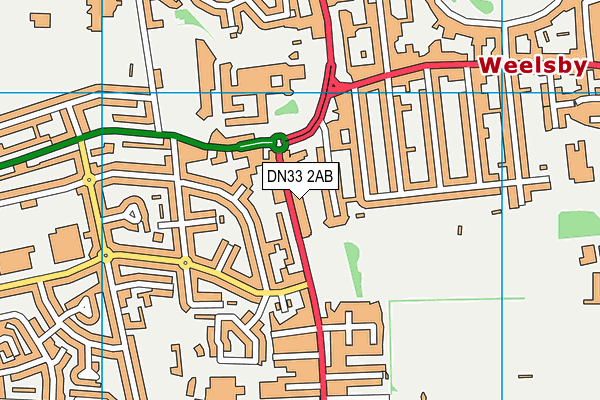 DN33 2AB map - OS VectorMap District (Ordnance Survey)