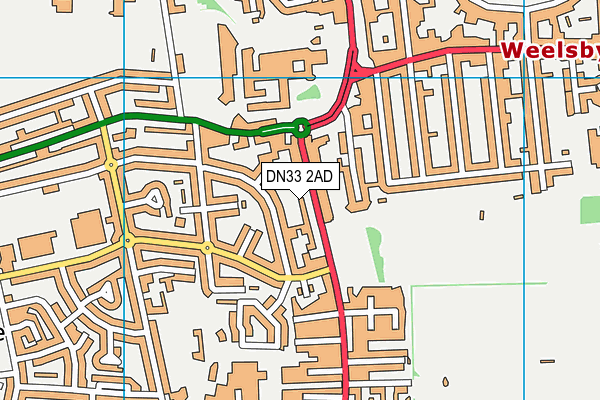 DN33 2AD map - OS VectorMap District (Ordnance Survey)