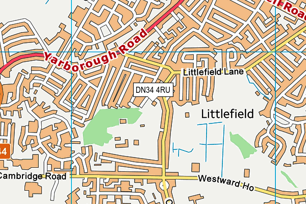 DN34 4RU map - OS VectorMap District (Ordnance Survey)