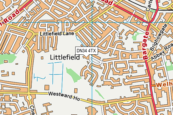 Grimsby Town Cricket Club map (DN34 4TX) - OS VectorMap District (Ordnance Survey)
