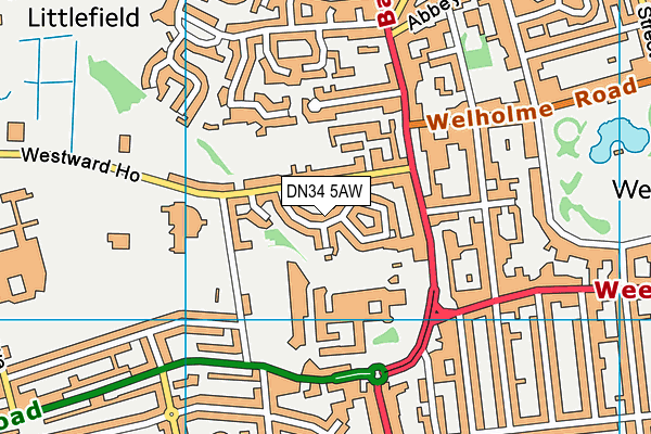 DN34 5AW map - OS VectorMap District (Ordnance Survey)