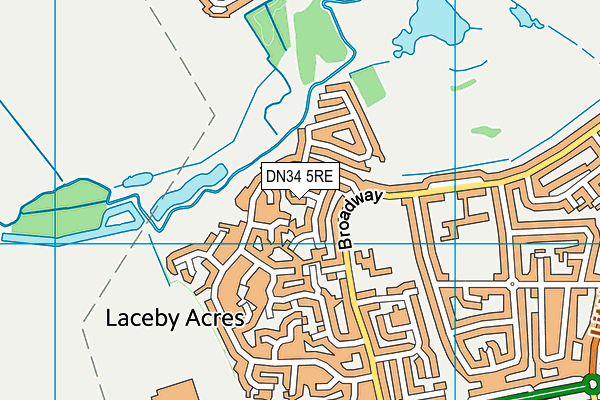 DN34 5RE map - OS VectorMap District (Ordnance Survey)