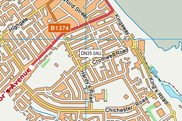 DN35 0AU map - OS VectorMap District (Ordnance Survey)