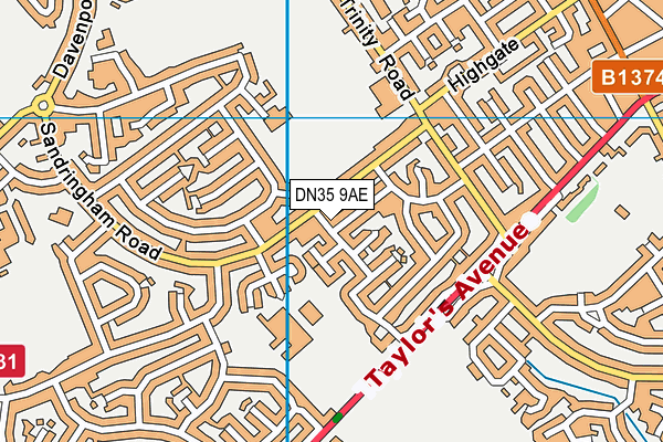 DN35 9AE map - OS VectorMap District (Ordnance Survey)