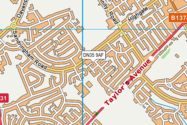 DN35 9AF map - OS VectorMap District (Ordnance Survey)