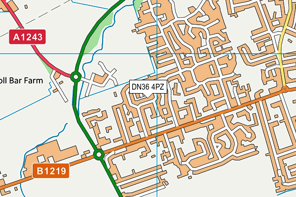 DN36 4PZ map - OS VectorMap District (Ordnance Survey)