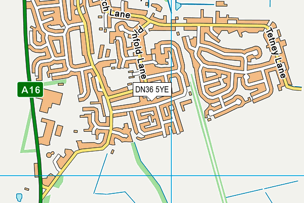 DN36 5YE map - OS VectorMap District (Ordnance Survey)